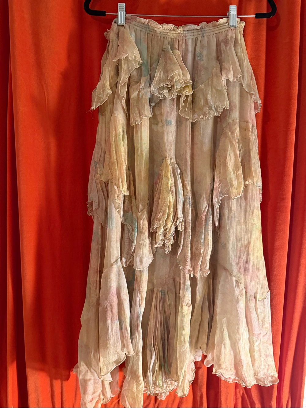 Zara beautiful Bohemian Layered Maxi Skirt in Faded Pastel